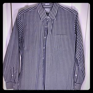 J.Crew navy and white gingham button-down